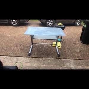 Metal desk with glass top